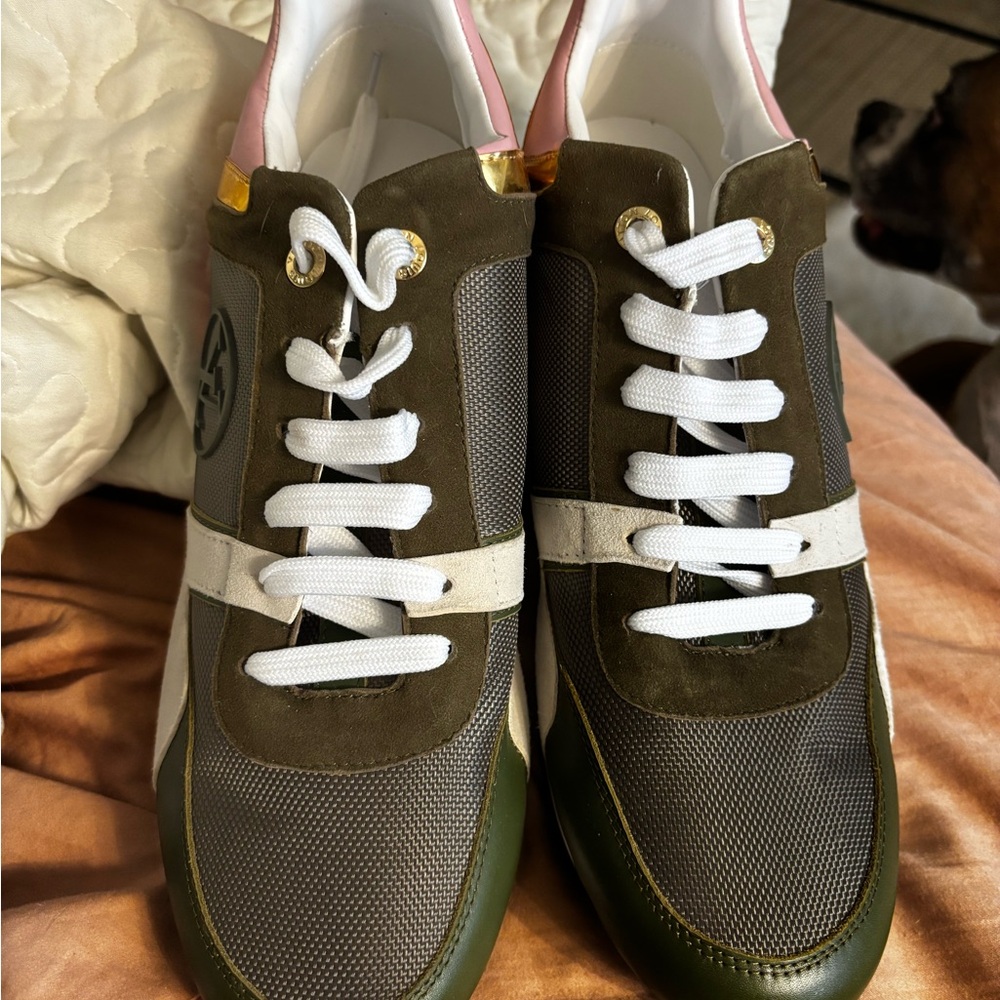Chic Olive and White Women's Athletic Shoes